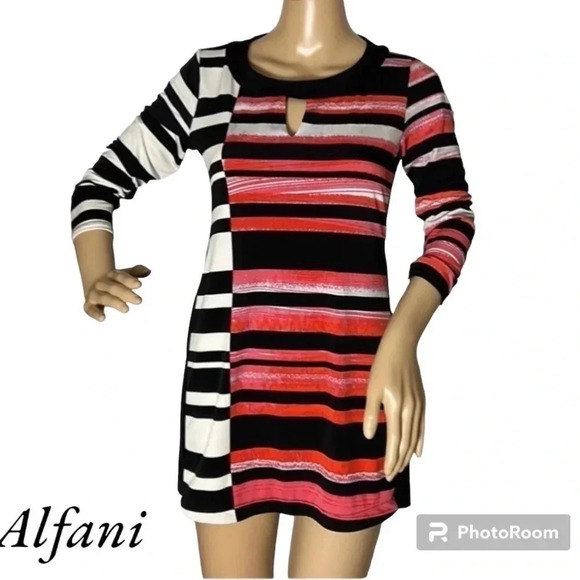 ALFANI striped,Colorblock dress. PTP 16” sz Small
Multi media,office siren,EC - Picture 1 of 11